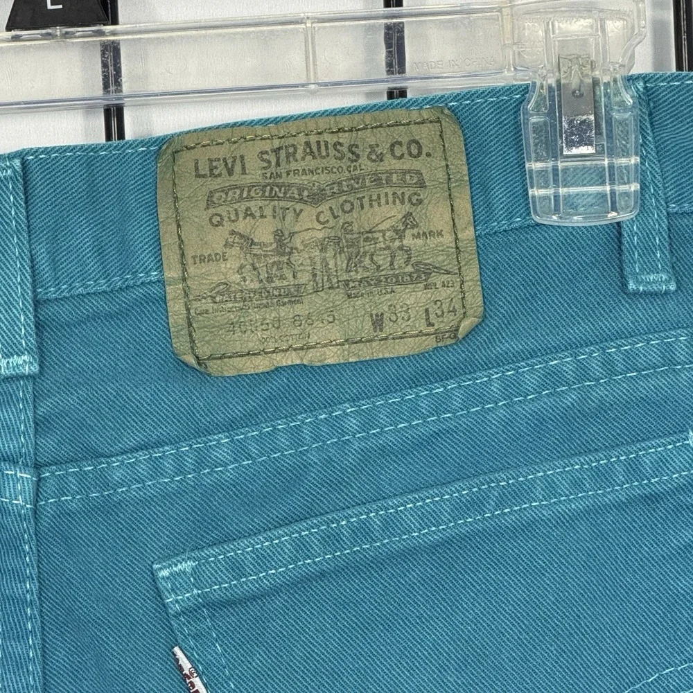 Vtg 90's Levi's 40550-8645‎ White Tab Jeans Mens 33x34 (32x32.5) Teal USA Made